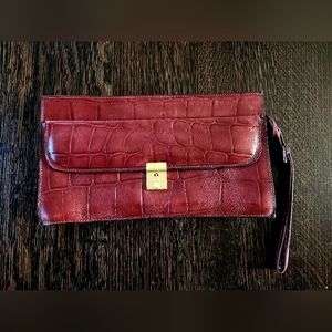 Vintage Alligator/Croc 🐊👜 Print Leather Clutch Baguette Style Handbag EUC $22